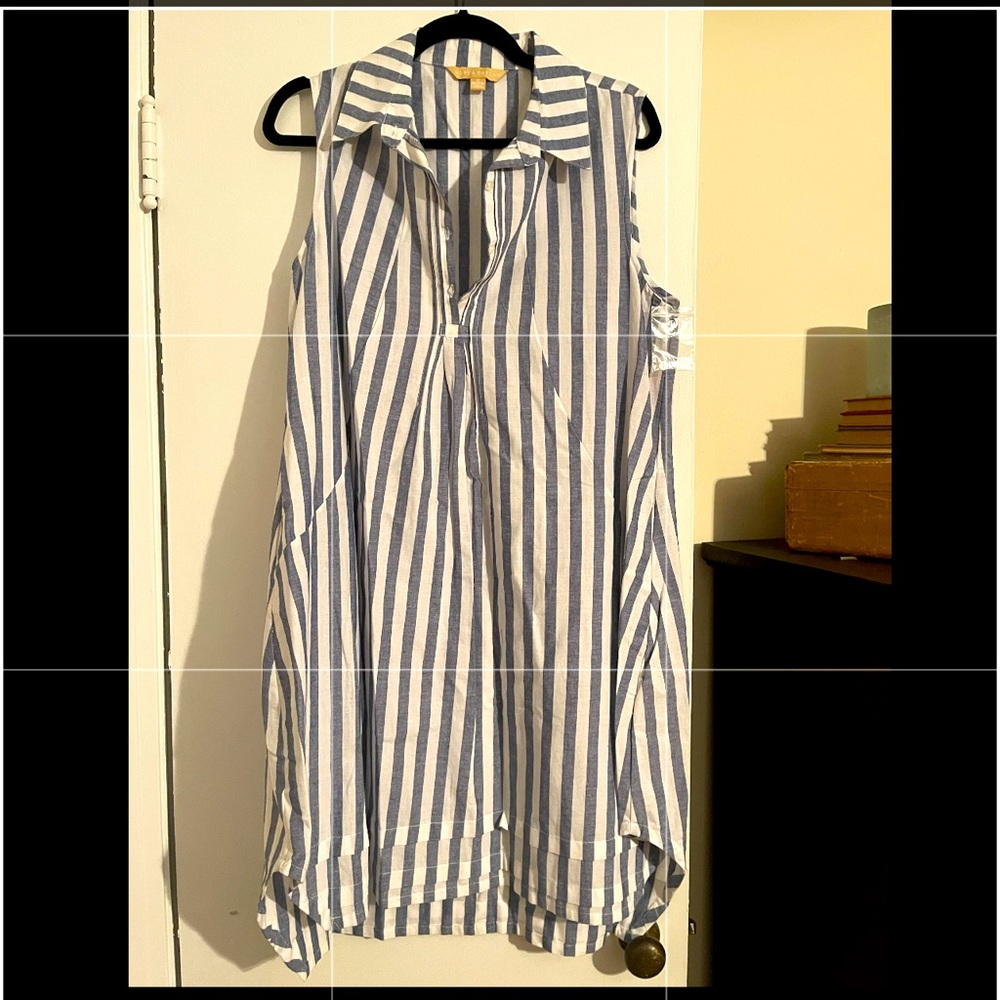 Sleeveless shirt dress.